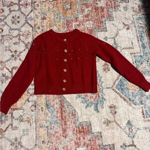 Red Button-Up Sweater